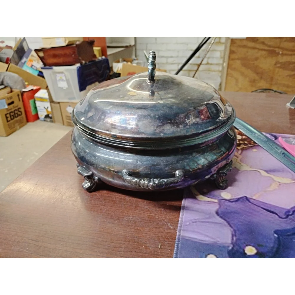 TOWLE, Silver Plate Round Covered Casserole, Footed